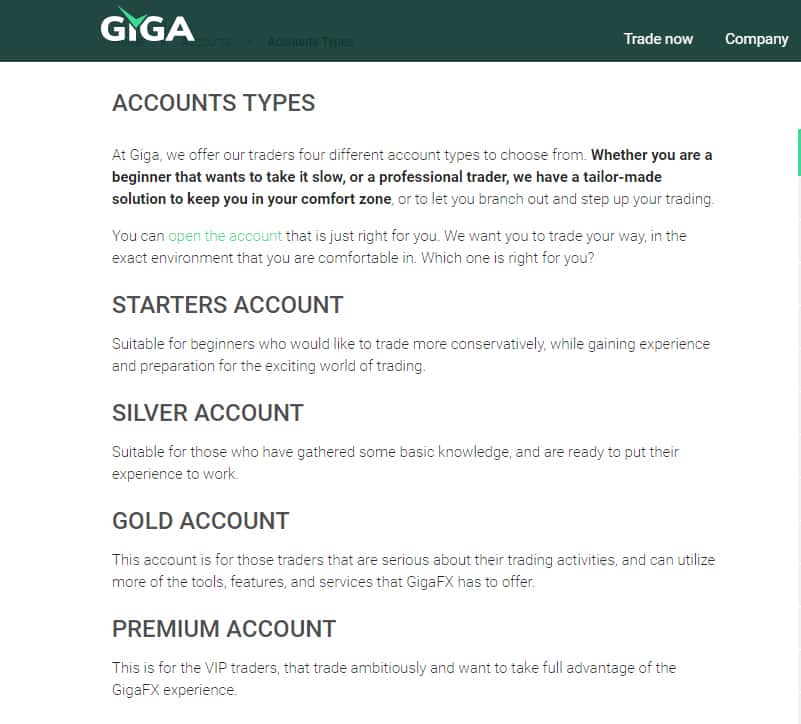 GigaFX - Trading Account